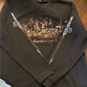 Black Flowar Graphic Long-Sleeve Men’s Waffle Thermal